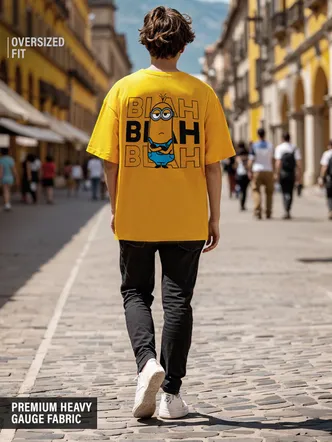 The Souled Store Minions: Blah Blah Blah Oversized T-Shirts