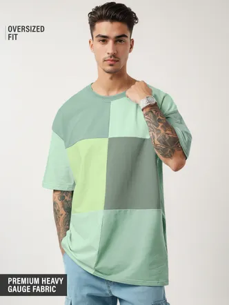 The Souled Store Colourblock: Green Oversized T-Shirts