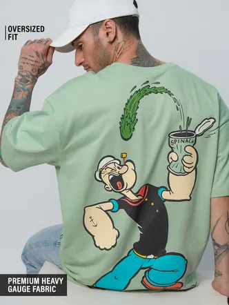 The Souled Store Popeye: Spinach Power Oversized T-Shirts