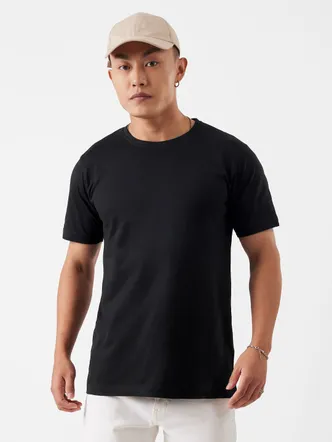 The Souled Store Solids: Black T-Shirts