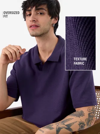 The Souled Store Solids: Berry Blue Oversized Polos