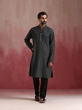 True Browns Men's Grey Kurta