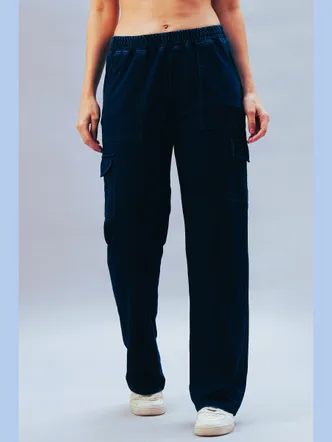 Blue Denim Wash Cargo Trackpant