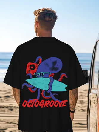 Pure Cotton Oversized Loose Baggy Fit Round Neck Half Sleeve Cool Graphic Printed T-Shirt for Men & Boys