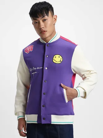 Cotton Polly Fleece Regular Fit Multicolor Printed Jacket for Men