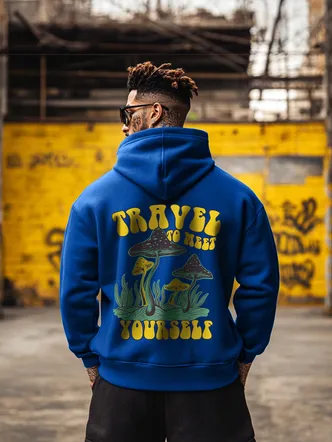 Cotton Fleece Regular Fit Hooded Sweatshirt Lastest Back Graphic Printed Winter Hoodies for Men