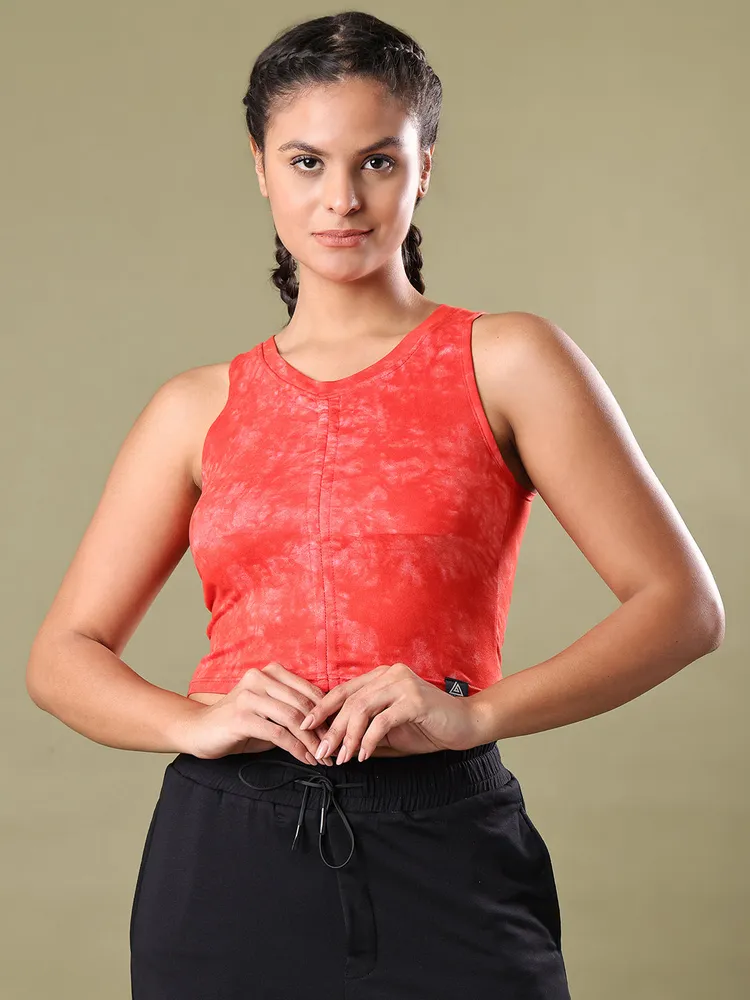 DRAWSTRING CROP TOP RED