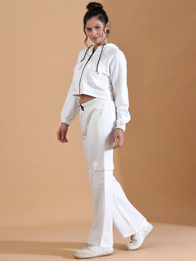 HOODED CO ORDS SET WHITE