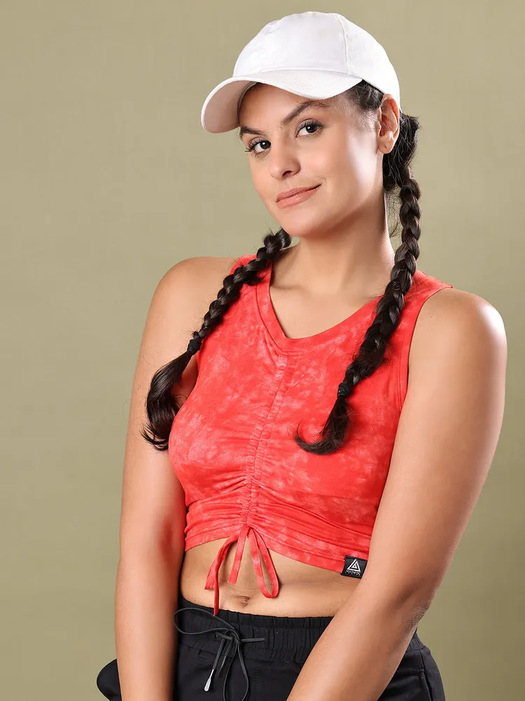 DRAWSTRING CROP TOP RED