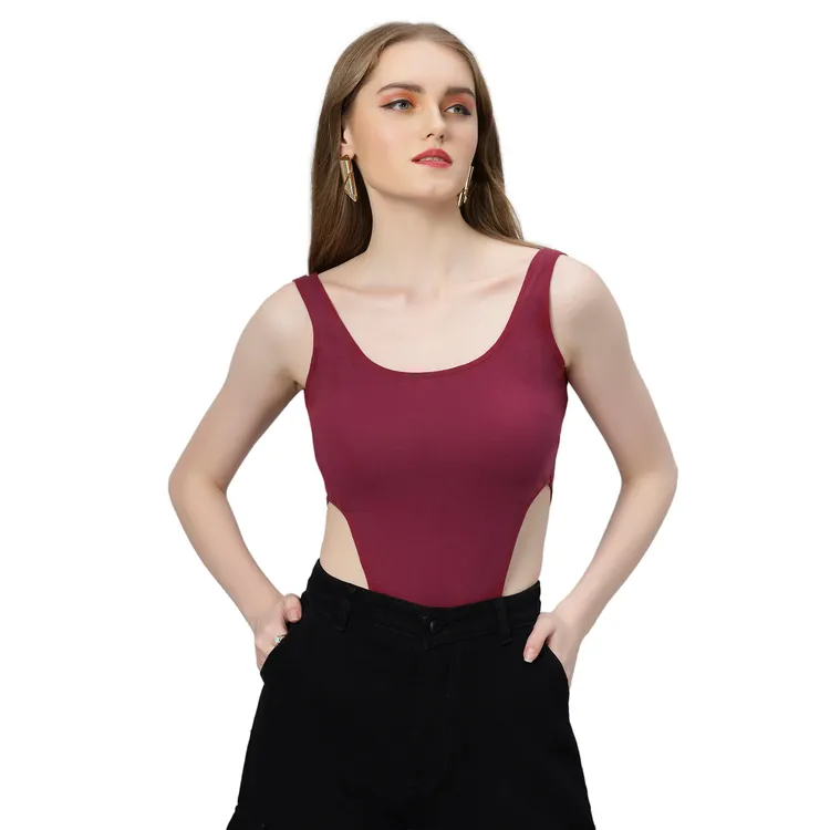 Plum Cut-Out Bodysuit