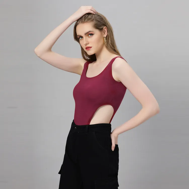 Plum Cut-Out Bodysuit