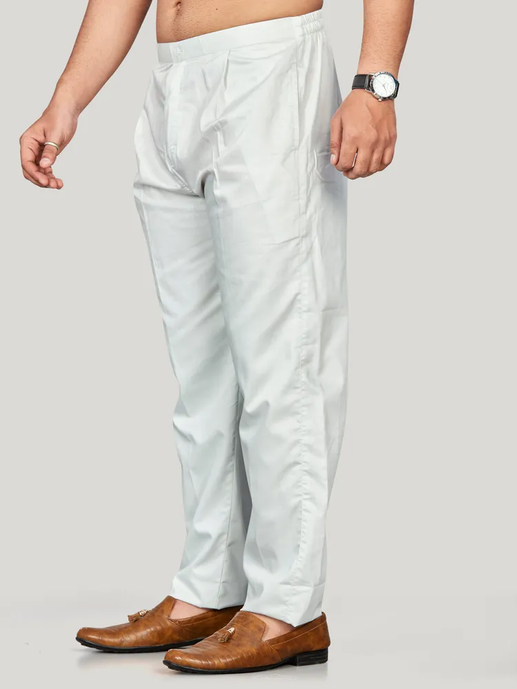 Cotton Premium Giza Polo Pant with Half Elastic, Light Green