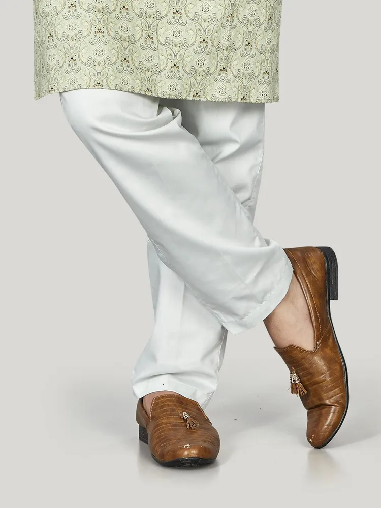 Cotton Premium Giza Polo Pant with Half Elastic, Light Green