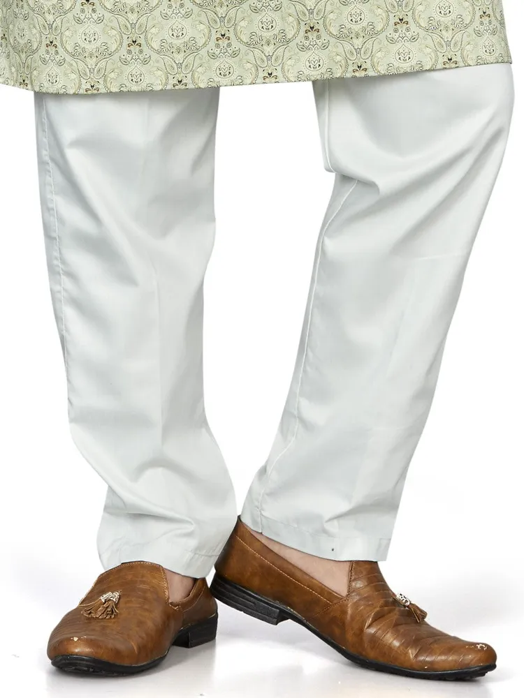 Cotton Premium Giza Polo Pant with Half Elastic, Light Green