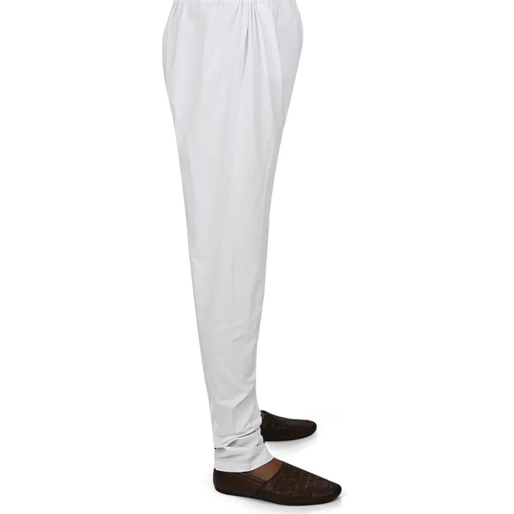 Pure Cotton Premium Comb by Comb Poplin Chudidar Pyjama, White