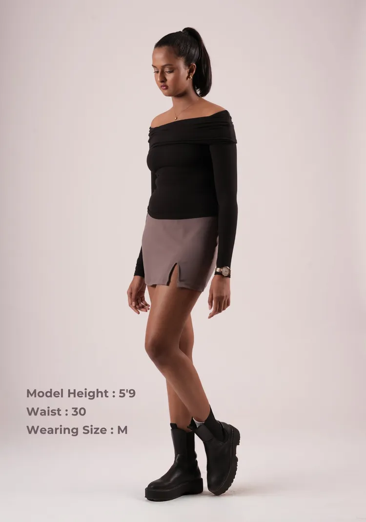 A-line mini skirt in Purple Oak