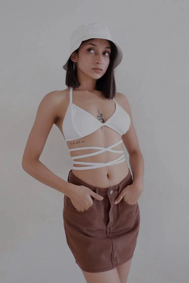 White Tie Up Rib Bralette