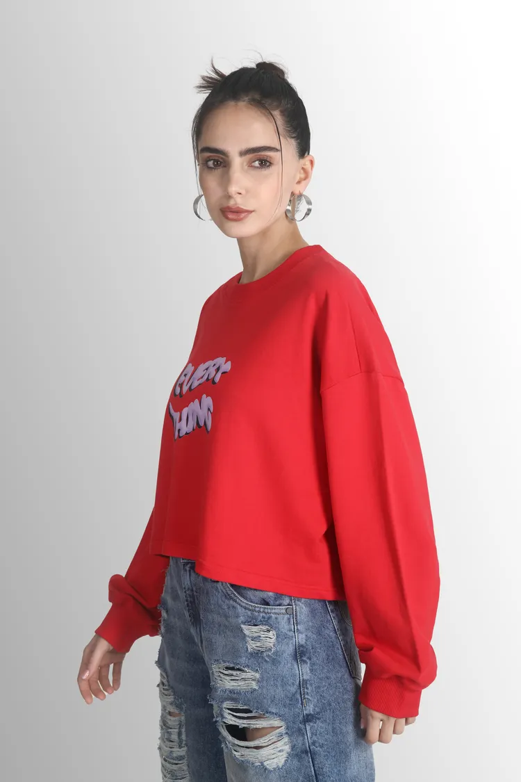 Woman Red Oversize Fit Sweatshirts