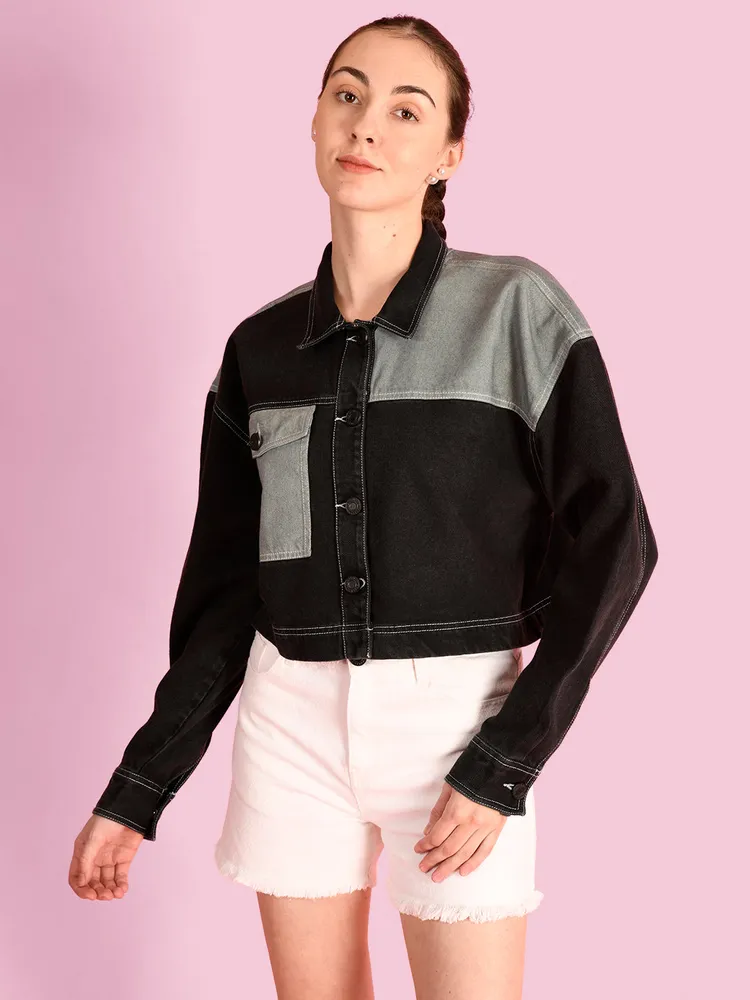 Woman Over size Fit Black Denim Jackets