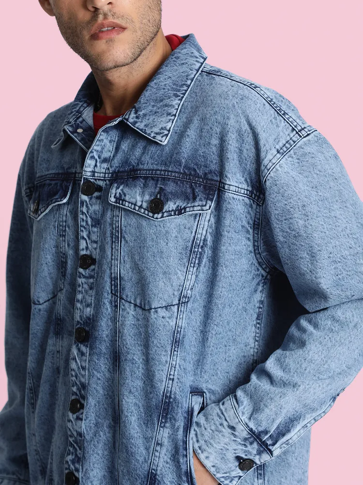 Gender Fluid Mood Switch Oversized Denim Jacket with Detachable Back Panel