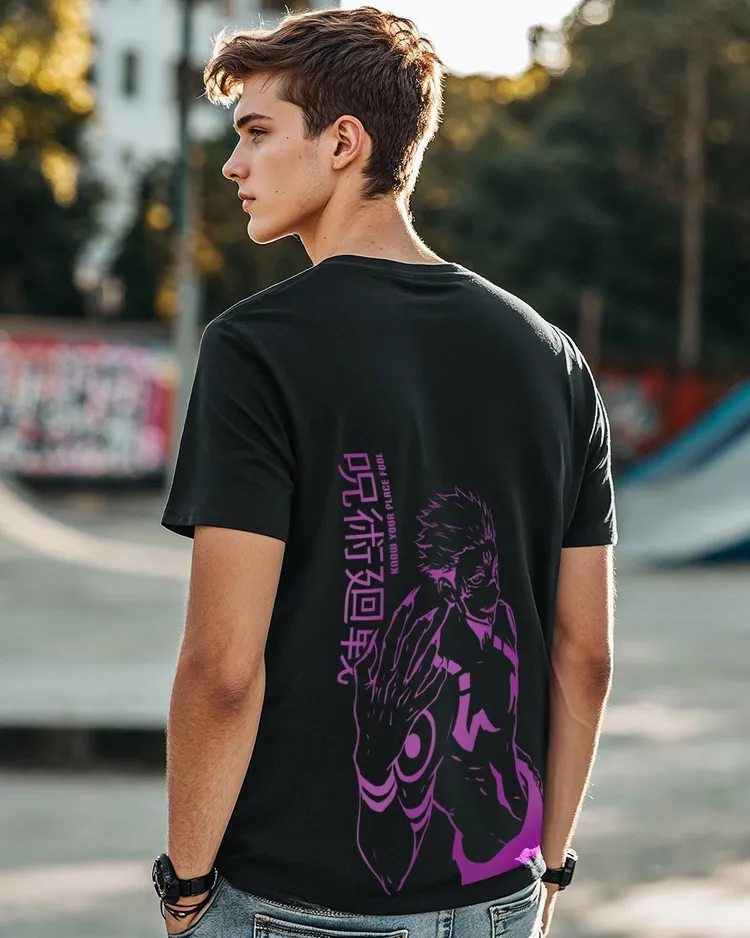 Bewakoof Men's Black Know Your Place Fool Graphic Printed T-shirt