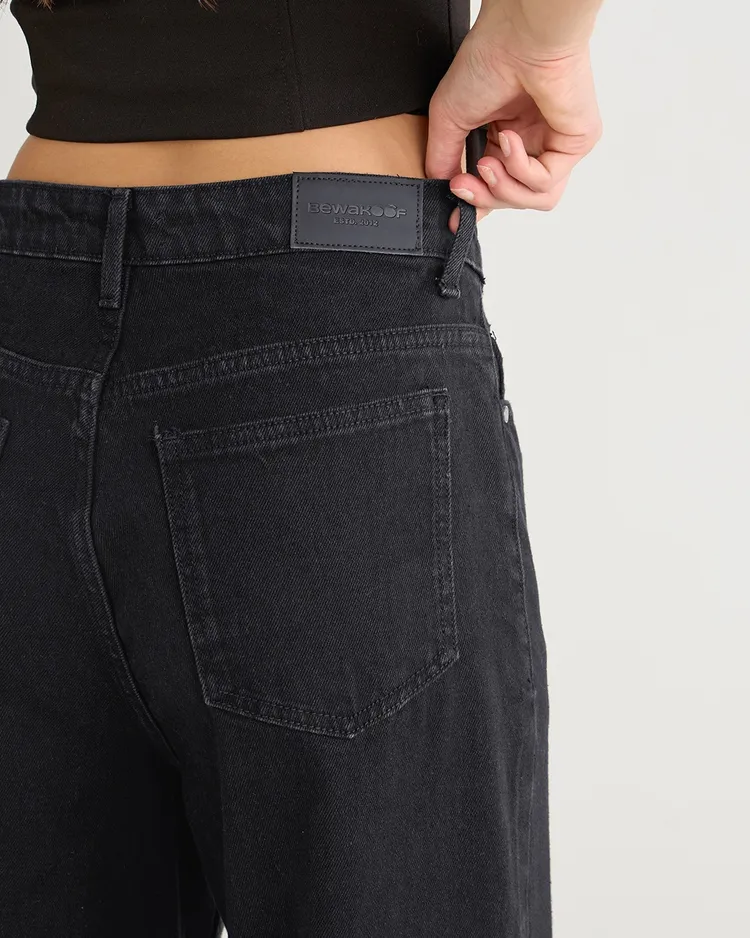 Bewakoof Women's Black Baggy Wide Leg Jeans