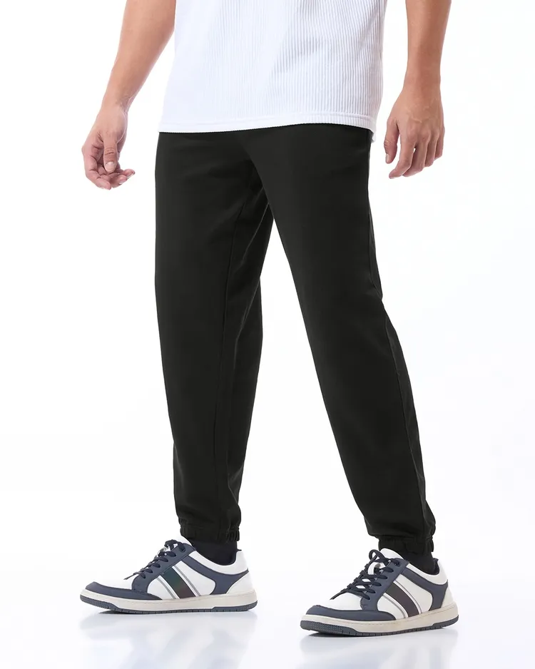 Men's Black Oversized Warm Joggers
