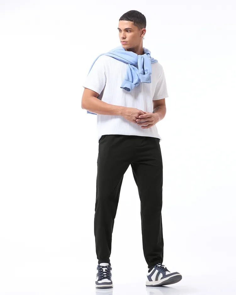 Men's Black Oversized Warm Joggers