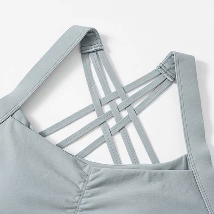 Rylan | Sports Bra with Intricate Crossover Strappy Back | Medium Support, Padded Cups, Hook & Eye Closure