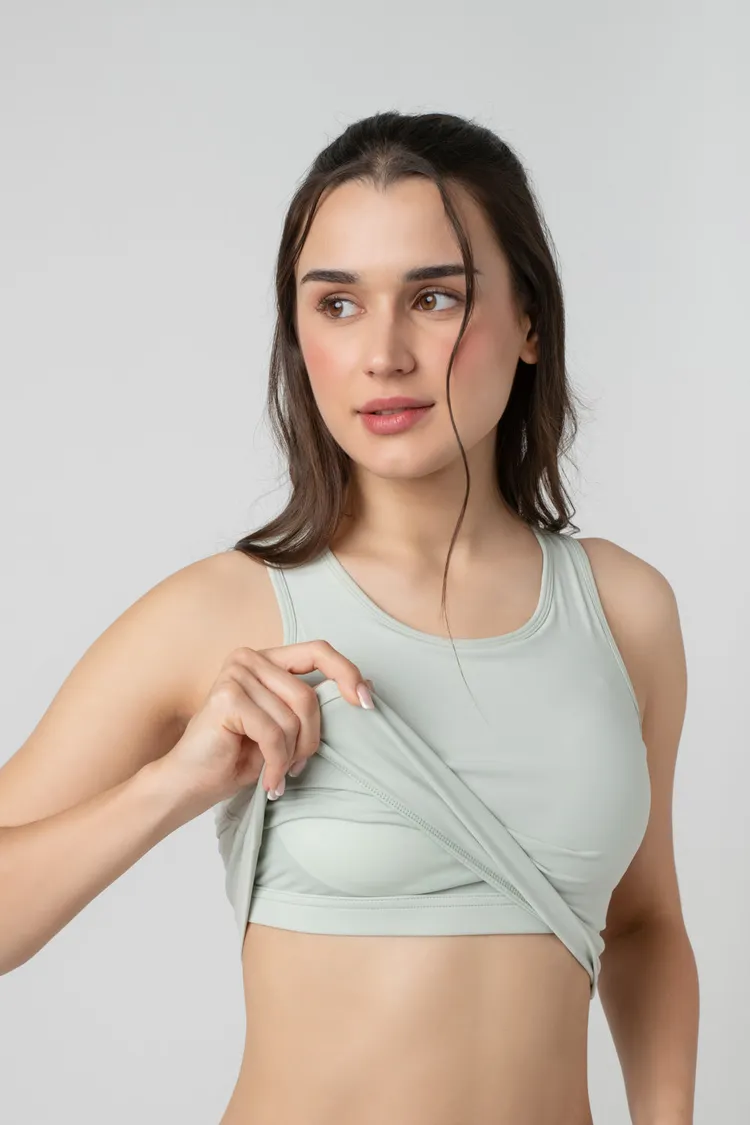 Rouge | Seamless Active Top with Built-in Bra, Never Give Up Strap | Full Coverage, Racerback Mesh