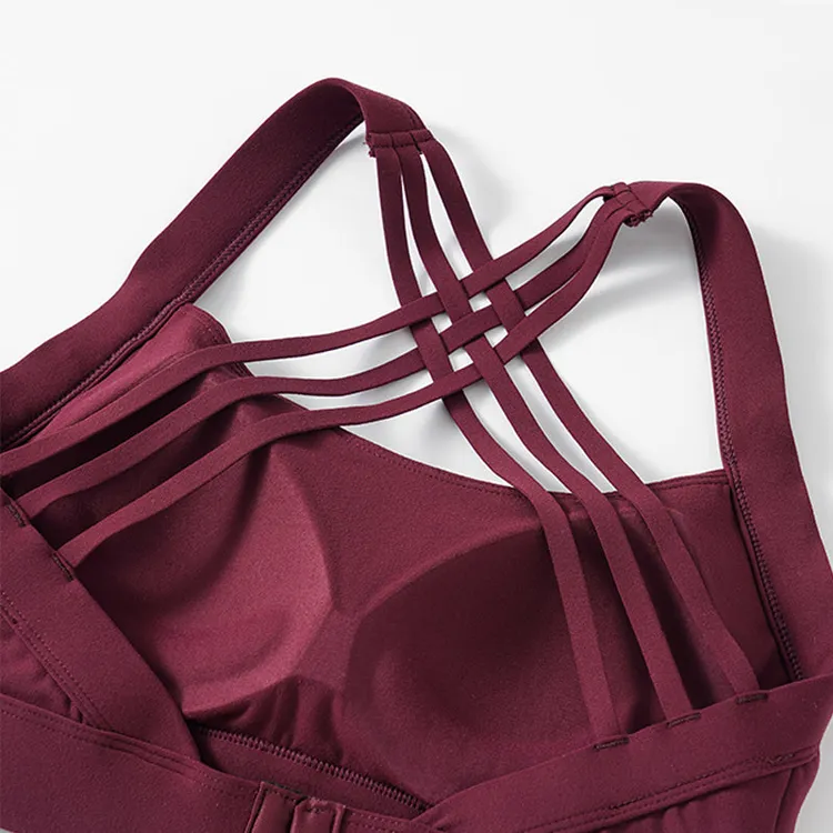 Rylan | Sports Bra with Intricate Crossover Strappy Back | Medium Support, Padded Cups, Hook & Eye Closure