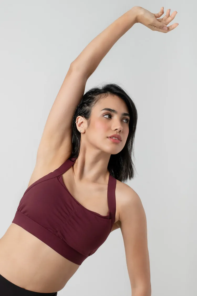 Rylan | Sports Bra with Intricate Crossover Strappy Back | Medium Support, Padded Cups, Hook & Eye Closure