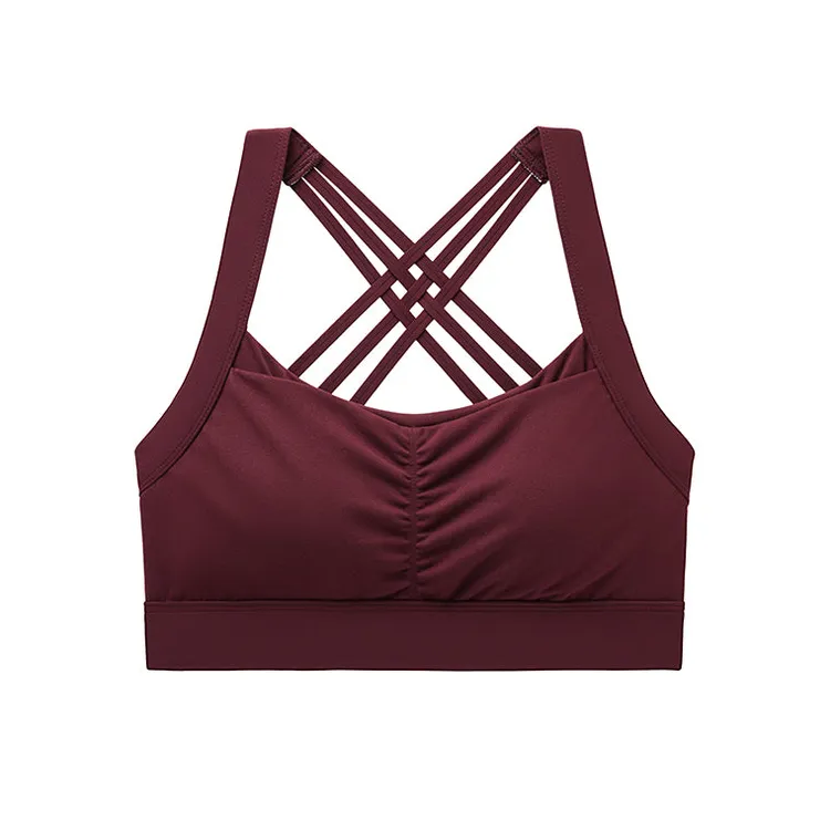 Rylan | Sports Bra with Intricate Crossover Strappy Back | Medium Support, Padded Cups, Hook & Eye Closure