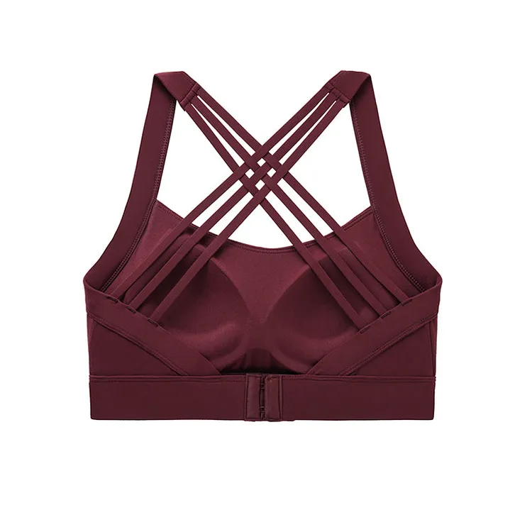 Rylan | Sports Bra with Intricate Crossover Strappy Back | Medium Support, Padded Cups, Hook & Eye Closure