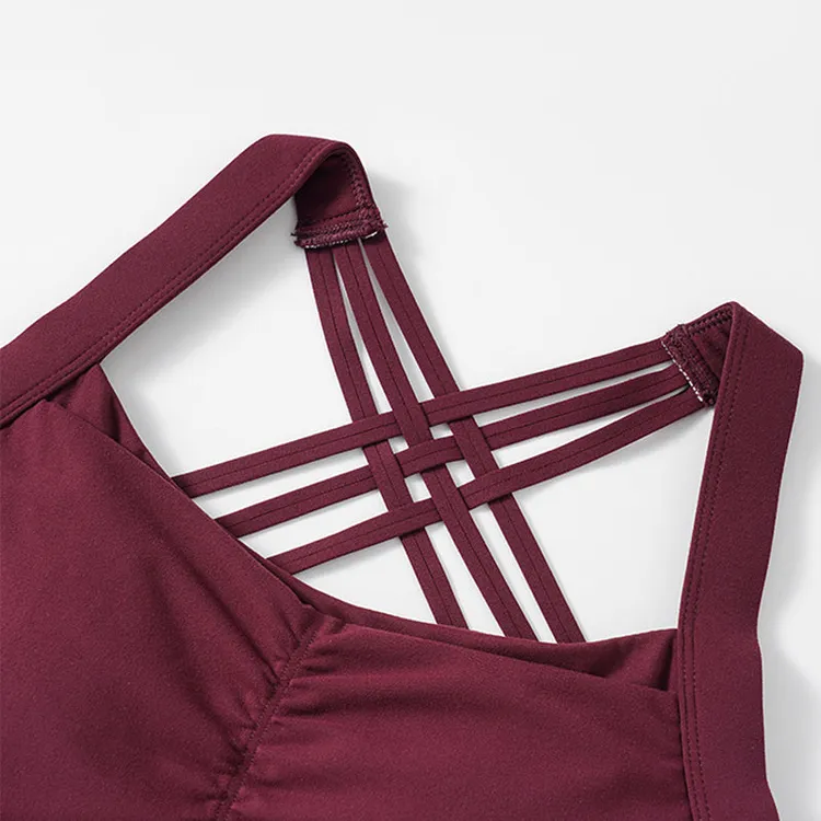 Rylan | Sports Bra with Intricate Crossover Strappy Back | Medium Support, Padded Cups, Hook & Eye Closure