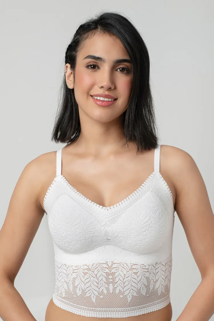Ava Leafy Lace Padded Cami-Top | V-Neck with Light Padding