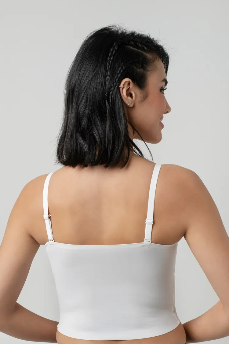 Ava Leafy Lace Padded Cami-Top | V-Neck with Light Padding