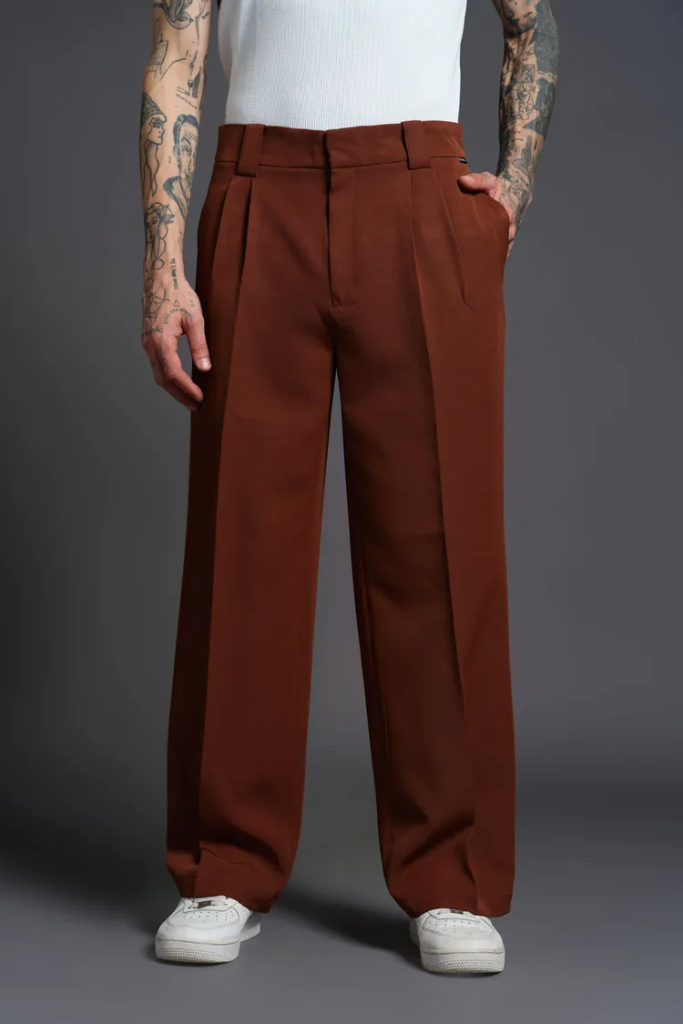Brown Loose Fit Tailored Trouser