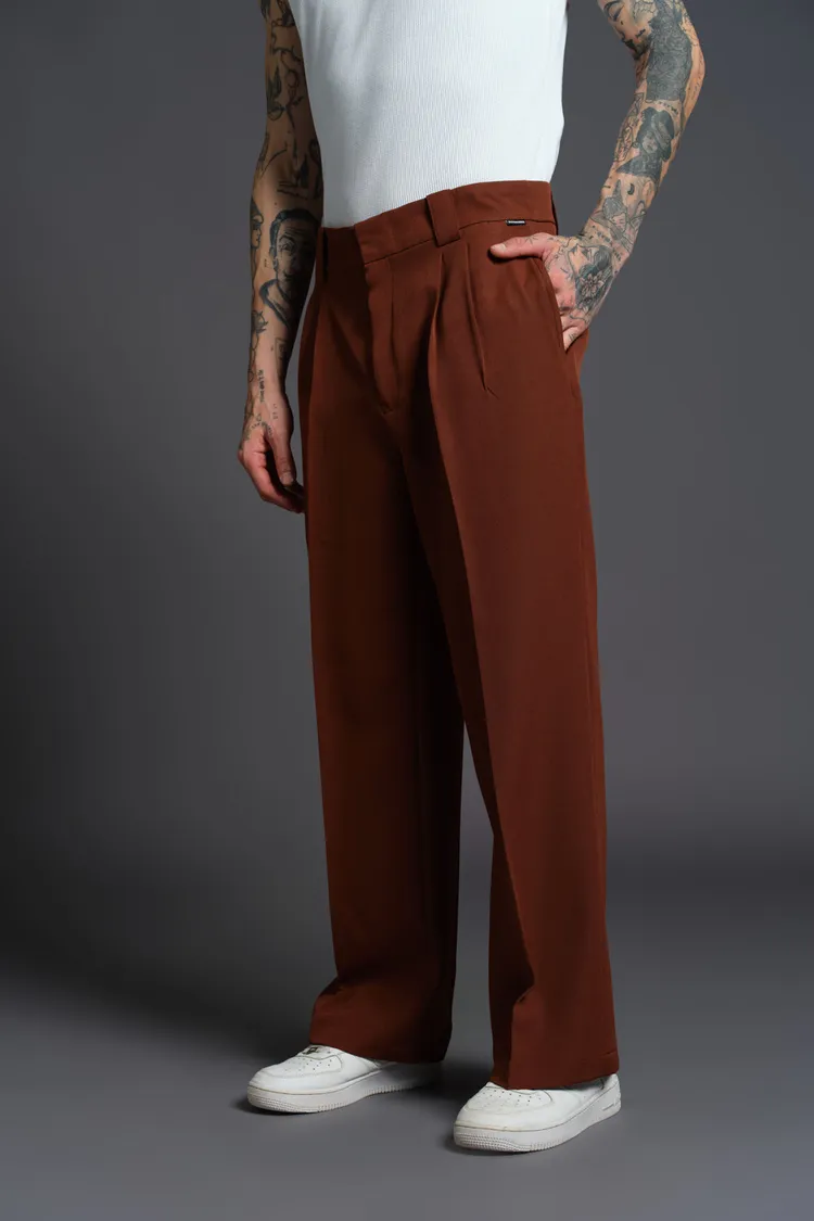Brown Loose Fit Tailored Trouser
