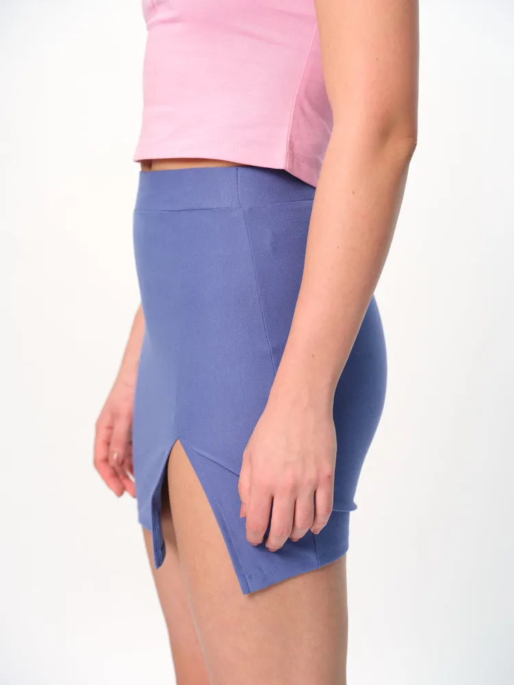 Very Peri Solid A-Line Slit Skirt