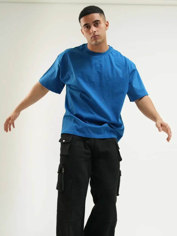 Basic : Burger Bae Round Neck Drop Sleeved Tee For Men and Women