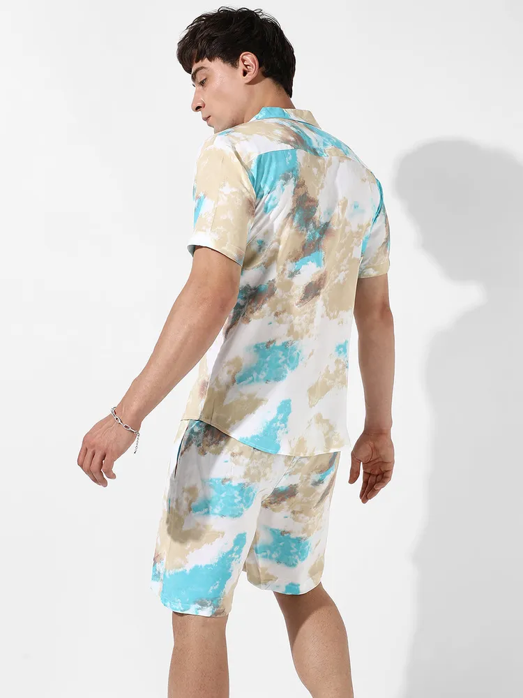 Men's Tie-Dye Print Casual Co-Ord Set
