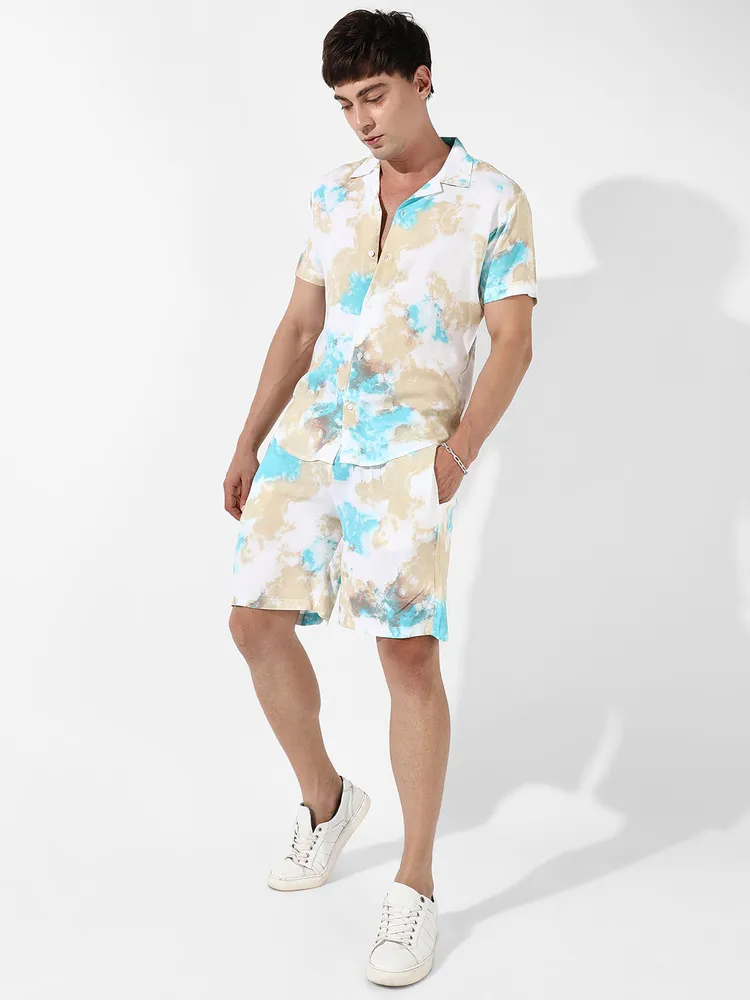 Men's Tie-Dye Print Casual Co-Ord Set