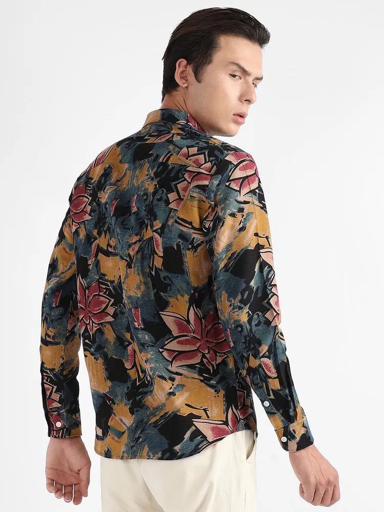 Men's Multicolour Artistic Flowers Shirt