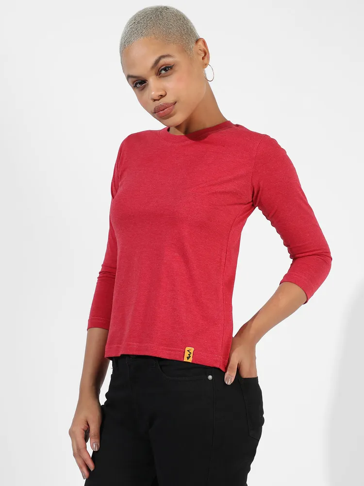 Campus Sutra Women's Solid Red Top