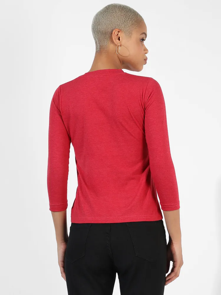 Campus Sutra Women's Solid Red Top