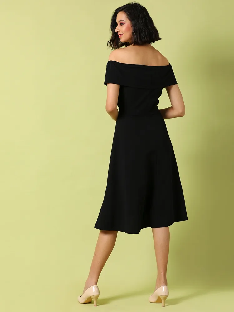 Women's Black Dress With Criss-Cross Detail