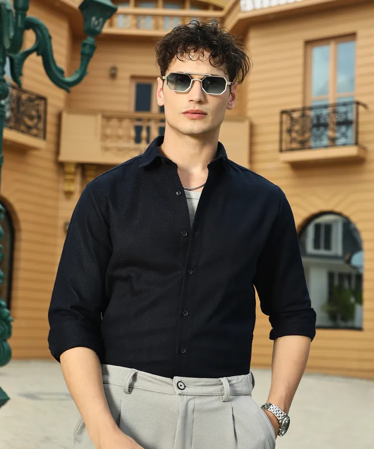 Mens-Navy-Blue-Slanted-Trough-Shirt