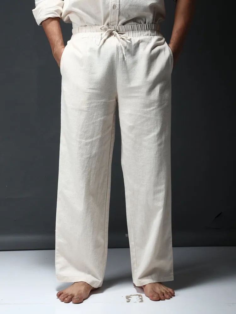 Off-White Linen-Cotton Pants