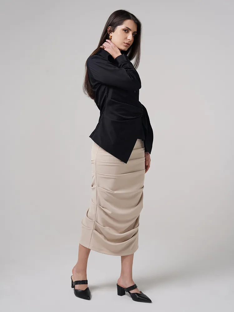 Satin Tie Up Shirt Black